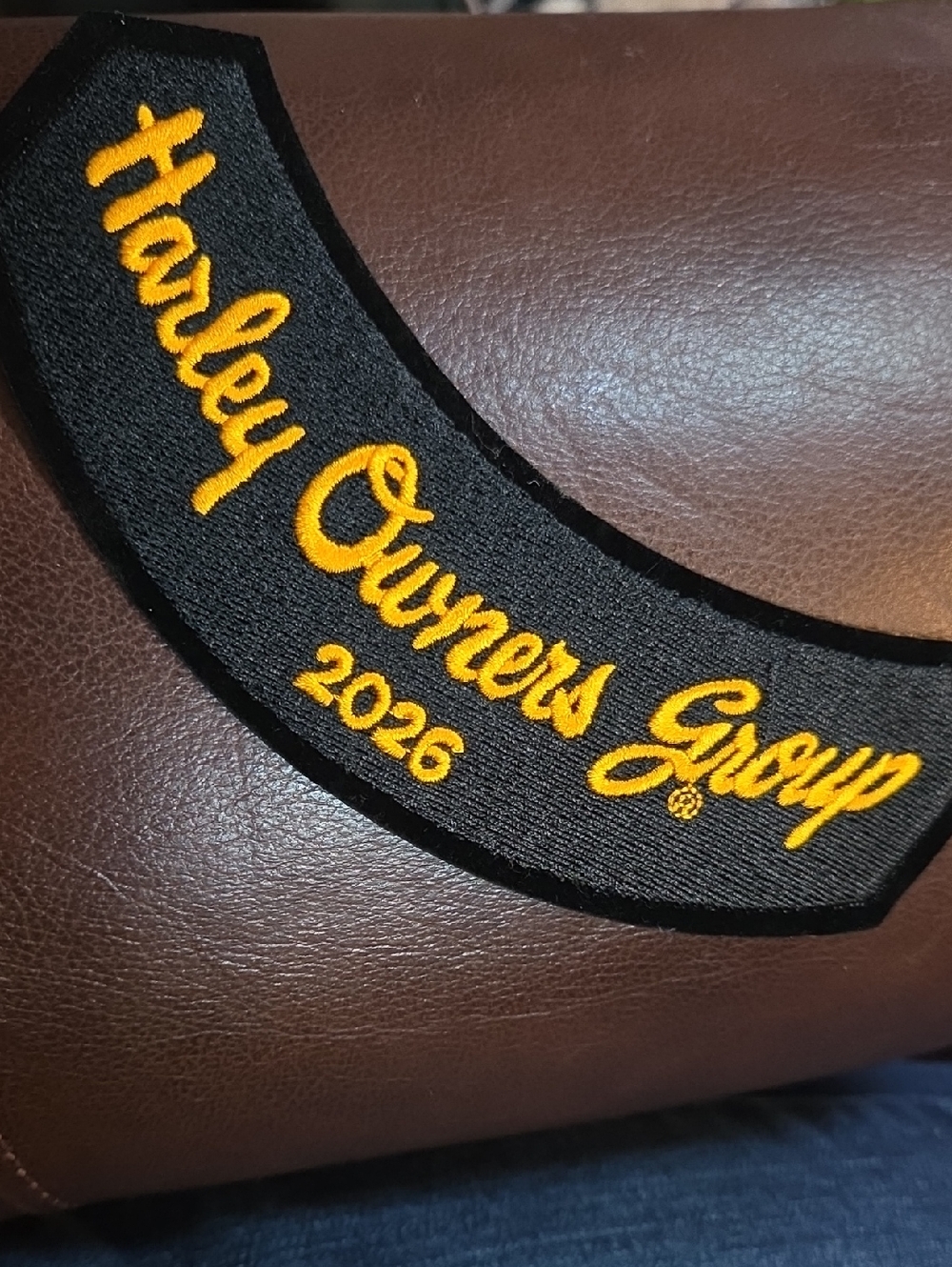 Harley Owners Group 2026 Black & Gold Embroidered Patch